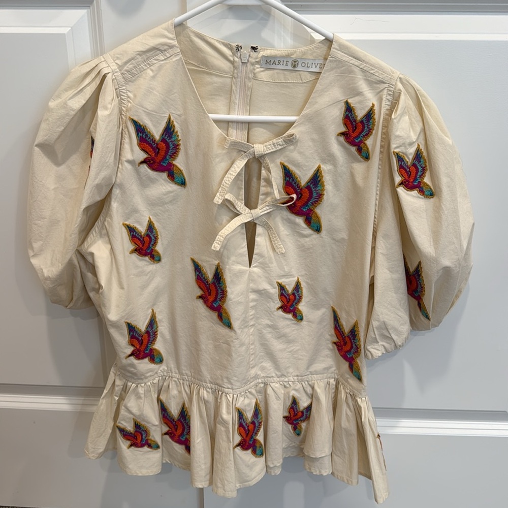 Marie Oliver Estella Top Parrot Embroidered - Medium